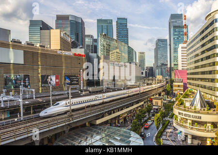 High-speed train, Harajuka station, Tokyo, Stock Photo