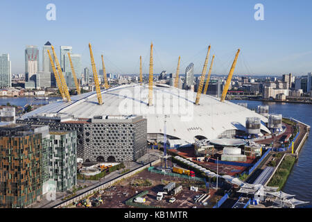 England, London, O2 arena, overview, dock country, skyline, Stock Photo