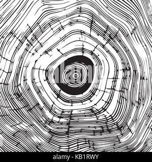 Cross section of tree stump background texture, vector Eps 10 illustration. Stock Vector