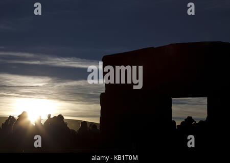 Bolivia, Tiahuanaco, pre-hispanic ruins, sun gate, Andines New Year festival, greeting of the sun, Stock Photo