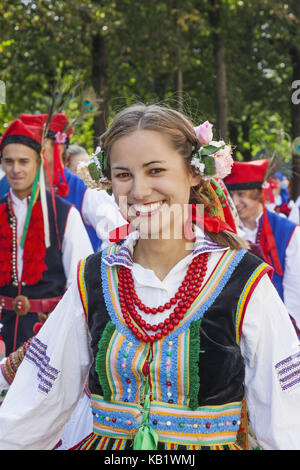 Germany, Bavaria, Munich, Oktoberfest, traditional parade, Polish folklore group in traditional costumes, Stock Photo