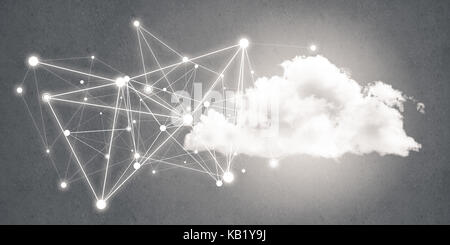 Lines and dots as networking idea drawn on gray background Stock Photo