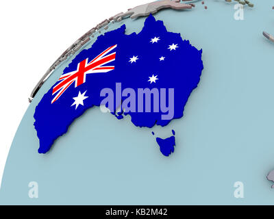 Map of Australia with embedded flags on 3D political map. Accurate ...