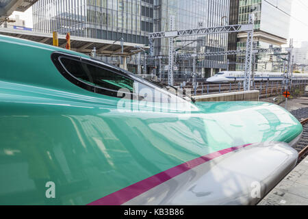 Japan, Honshu, Tokyo, railway station, Tokyo station, Shinkansen high-speed train, 'Bullet Train', Stock Photo