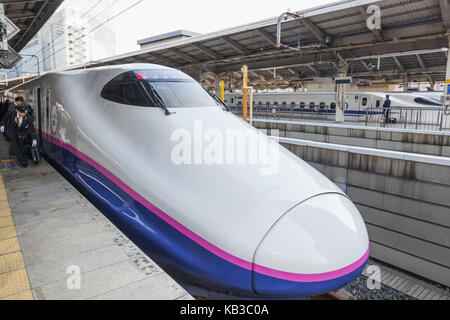 Japan, Honshu, Tokyo, railway station, Tokyo station, Shinkansen high-speed train, 'Bullet Train', Stock Photo