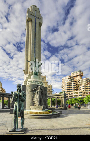 Spain, Canary islands, Tenerife, Santa Cruz de Tenerife, Plaza de Espana, war monument, Monumento de Los Caidos, Stock Photo