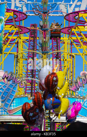 Oktoberfest in Munich, entrance of an amusment ride Stock Photo