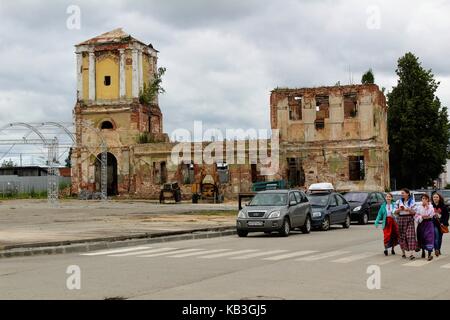June, 2017, Odoev (Russia): Folk Festival 'Grandfather Filimon's Tales' - old destroyed church. Stock Photo