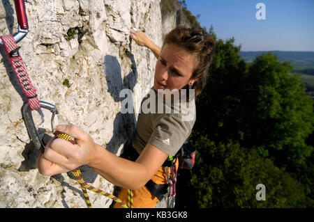 Sport climbing in Franconian Switzerland, Stock Photo