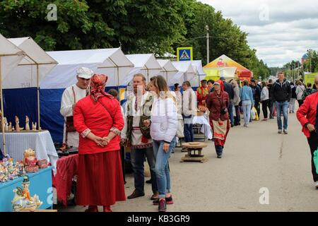 June, 2017, Odoev (Russia): Folk Festival 'Grandfather Filimon's Tales' - trading rows. Stock Photo