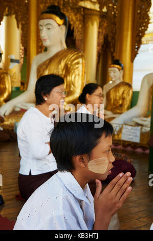 People in the Shwedagon Paya pagoda, Myanmar, Asia, Stock Photo