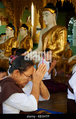 People in the Shwedagon Paya pagoda, Myanmar, Asia, Stock Photo