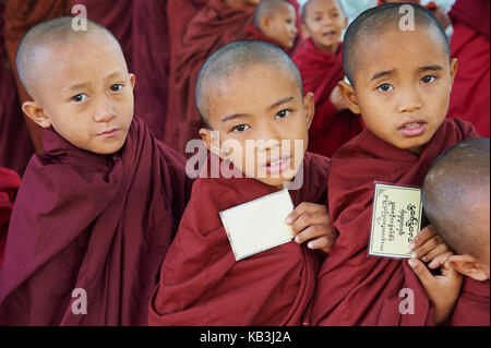 Monks in the Full Moon festival, Bagan, Myanmar, Asia, Stock Photo