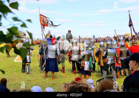 September, 16 2017, Tula, Russia - The International Military and Historical Festival 'Kulikovo Field': viewers and participants of the festival. Stock Photo