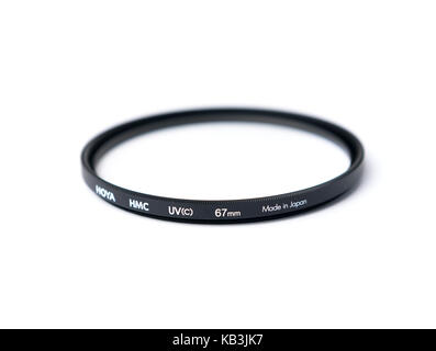 Hoya HMC UV filter cut out isolated on white background Stock Photo