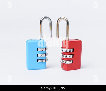 Blue and red combination padlocks Stock Photo
