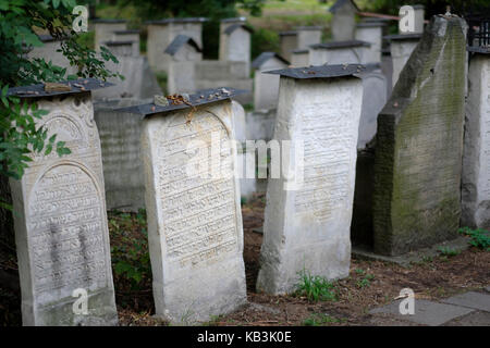 Jewish cemetery next to the Remuh Synagogue, Kazimierz quarter, Krakow, Poland, Europe Stock Photo