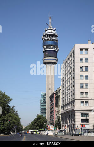 Chile, Santiago, Avenida Libertador General Bernardo O'Higgins, radio tower, Stock Photo