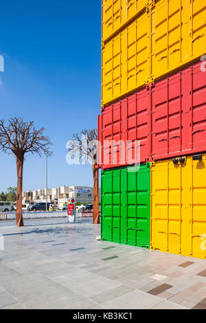 UAE, Dubai, Jumeirah, The Dome Box, new shopping mall built of shipping containers Stock Photo