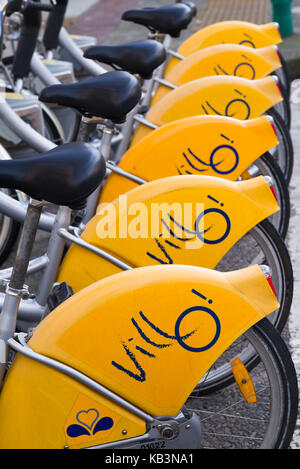 Belgium, Brussels, Molenbeek, Canal District, Villo! rental bicycles Stock Photo