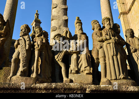 France, Finistere, stop on the Way of St James, St Thegonnec, parish enclosure and calvary Stock Photo