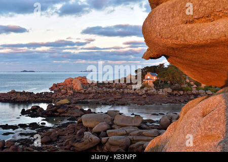 France, Cotes d'Armor, Perros Guirec, Ploumanac'h, Pink Granite coast (cote de Granit Rose) Stock Photo