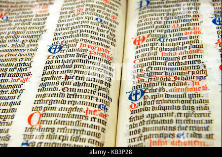 France, Bas Rhin, Selestat, humanistic library, Missale Argentinense from the 15th century, Missal from the diocese of Strasbourg Stock Photo