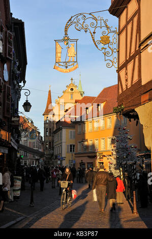 France, Haut Rhin, Colmar, Christmas decoration at Grand'Rue Stock Photo