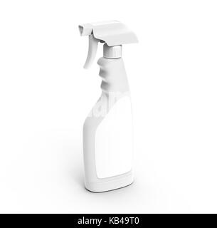 Glass Cleaner mockup, 3d rendering spray bottle template with blank label Stock Photo