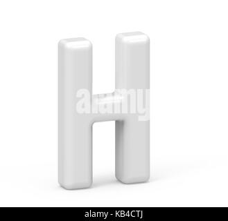 pearl white letter H, 3D rendering inflated alphabet isolated on white background Stock Photo