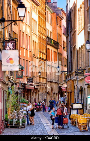 The rue St Jean  in the old Lyon Stock Photo