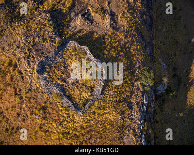 An aerial view of Nyangwe Fort in Zimbabwe's Nyanga National Park. Stock Photo