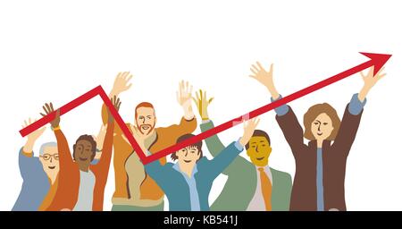 Happy team group people chart. Stock Vector