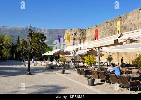 Montenegro, Adriatic coast, old town of Budva, city walls Stock Photo