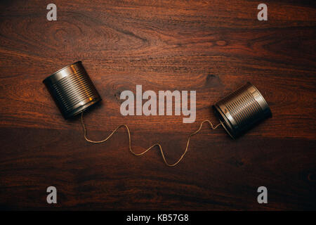 tin can telephone Stock Photo