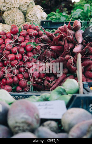 Vegetable stall on the Viktualienmarkt (market), Munich, Upper Bavaria, Germany Stock Photo