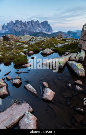 Europe, Italy, Alps, Dolomites, Mountains, Pale di San Martino, View from Col Margherita Park Stock Photo