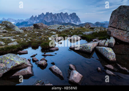 Europe, Italy, Alps, Dolomites, Mountains, Pale di San Martino, View from Col Margherita Park Stock Photo