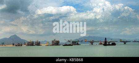 The new Hong Kong–Zhuhai–Macau Bridge construction site. Stock Photo