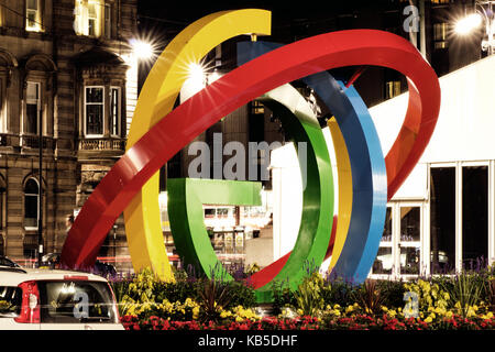 The Big G sculpture as originally situated at George Square (and now at Glasgow Green), Glasgow, Scotland, during the Glasgow 2014 Commonwealth Games Stock Photo