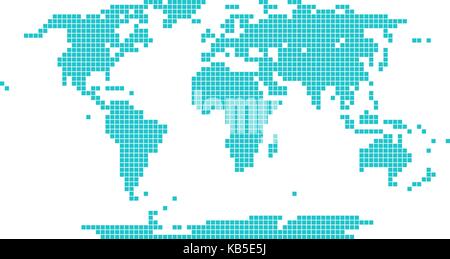 Use it in all your designs. World map atlas background in flat dot style in square shapes. Quick and easy recolorable shape. Vector illustration Stock Vector