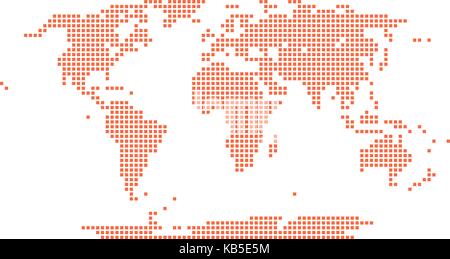 Use it in all your designs. World map atlas background in flat dot style in square shapes. Quick and easy recolorable shape. Vector illustration Stock Vector