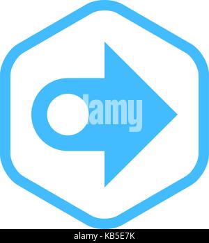 Arrow sign in hexagon icon created in thin line style. Quick and easy recolorable graphic element in technique vector illustration Stock Vector