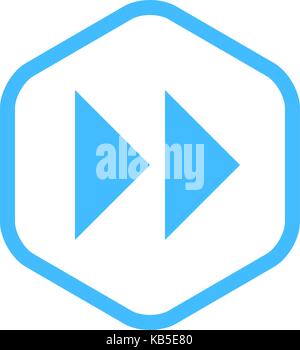 Arrow sign in fast forward hexagon icon created in thin line style. Quick and easy recolorable graphic element in vector illustration Stock Vector