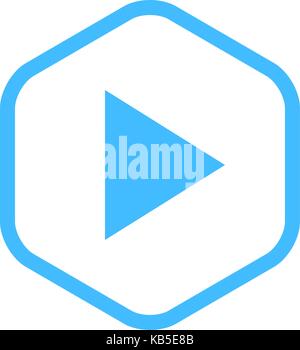 Arrow sign in play hexagon icon created in thin line style. Quick and easy recolorable graphic element in technique vector illustration Stock Vector