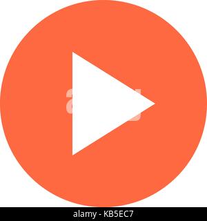 Use it in all your designs. Arrow sign in circular play icon created in flat style. Quick and easy recolorable graphic in vector illustration Stock Vector