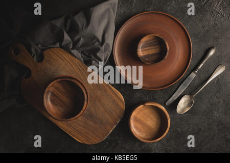 wooden tableware Stock Photo
