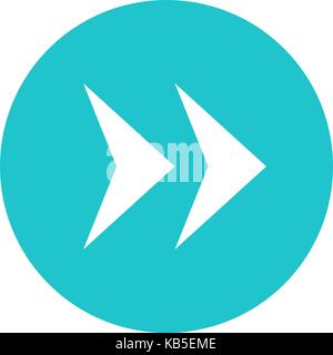 Use it in all your designs. Arrow sign in circular icon created in flat style. Quick and easy recolorable graphic element in vector illustration Stock Vector