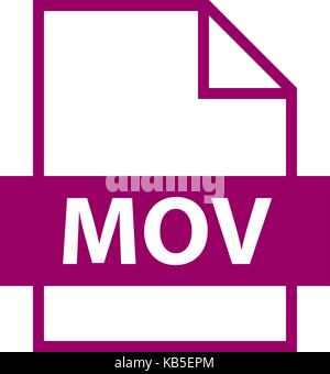 Use it in all your designs. Filename extension icon MOV QuickTime File Format, QTFF in flat style. Quick easy recolorable vector illustration Stock Vector