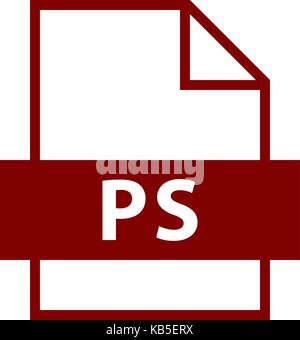 Use it in all your designs. Filename extension icon PS PostScript in flat style. Quick and easy recolorable shape. Vector illustration Stock Vector